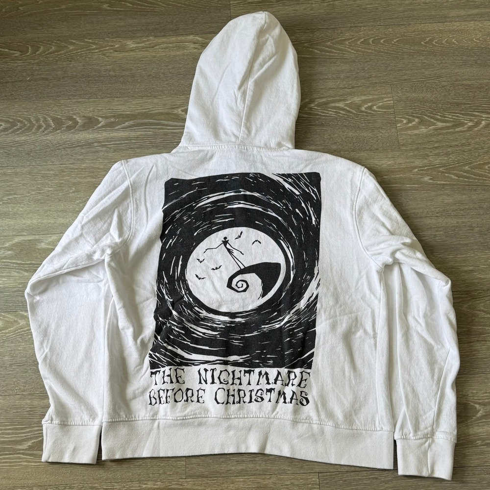 Disney Nightmare Before Christmas White Pullover Hoodie Womens Large